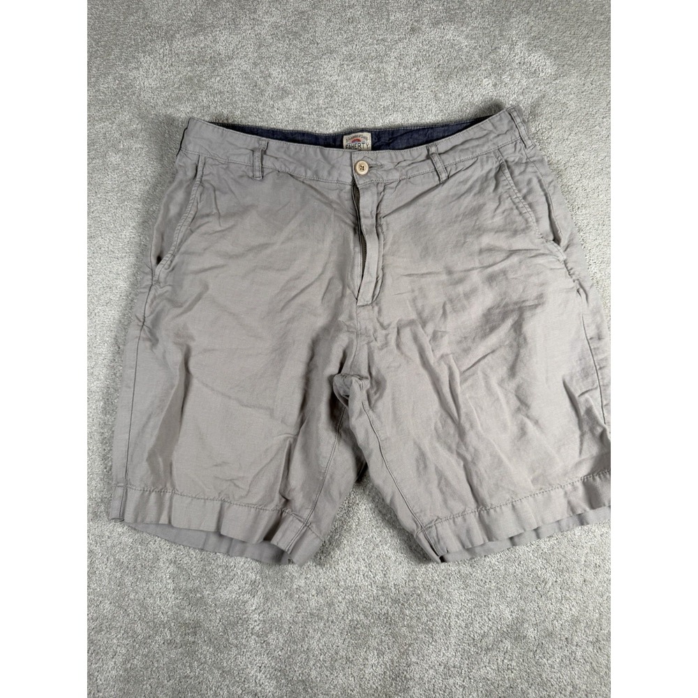 Faherty Mens 32 Gray Linen Cotton Classic Chino Shorts Casual Summer Beach